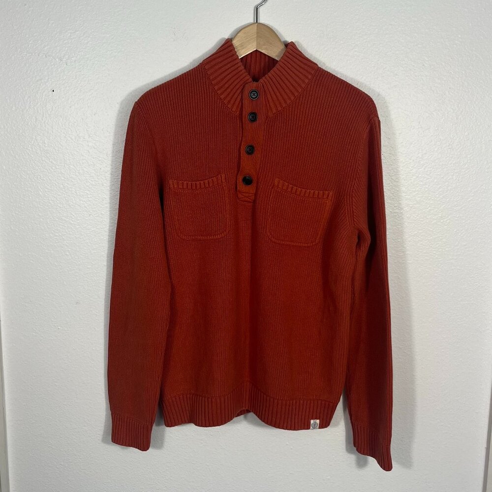 Lucky Brand |Ribbed-Knit Henley Sweater Mens Long-Sleeve Pocket Pullover L